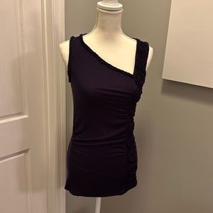 Kenar Elegant sleeveless Top in Plum color with intricate 3D flower design